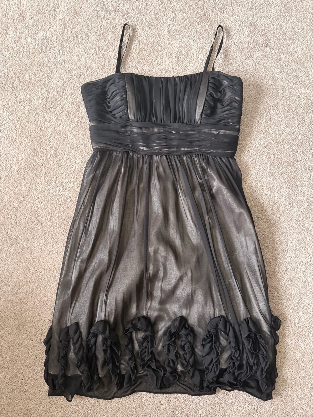 Dressbarn Collection Black Metallic Ruffle Dress